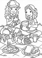 Picnic Coloring Pages Family Holly Hobbie Picnics Getcolorings Printable Popular Amy Coloringhome sketch template
