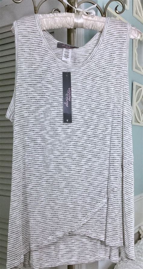 new plus size 2x 1x gray striped sleeveless boho top shirt