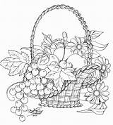 Coloring Basket Vegetable Pages Fruit sketch template