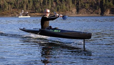 flyak   hydrofoil adaptation   conventional kayak   twin hydrofoils designed