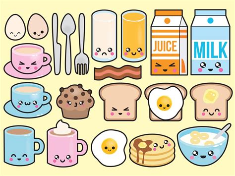 premium vector clipart kawaii breakfast clipart kawaii food clip art set high quality