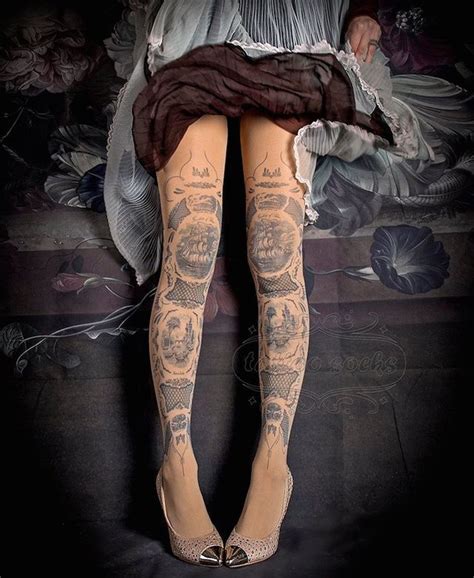 you can try on a new leg tattoo every day with these patterned tights