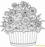Basket Pages Flower Coloring Flowers Drawing Sheets Adult Adults Colouring Printable Color Spring Baskets Country Doodles Kids Print Book Embroidery sketch template