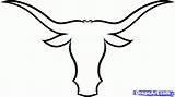 Longhorn Cow Cartoon Horns Drawing Horn Long Draw Tattoo sketch template