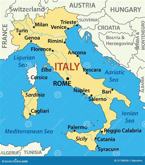kaart van italie illustratie vector illustratie illustration  milaan licht