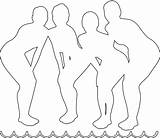 Swimming Silhouettes Synchronized Team Coloring Vector Outline Pages sketch template