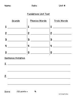 fundations unit test fundations phonics words trick words