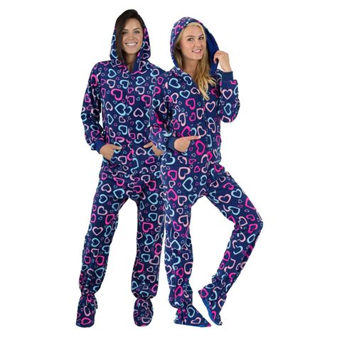 Footed Pajamas Footed Pajamas Hearts Of Love Adult Hoodie Fleece