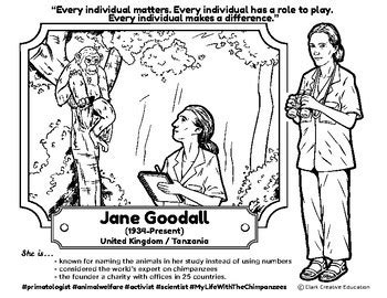 jane goodall coloring page jane goodall coloring pages  people