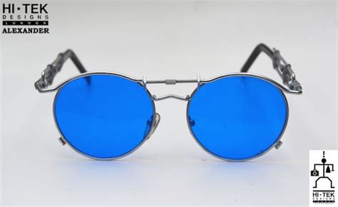 Hi Tek Alexander Unisex Round Metal Frame Sunglasses  Gem