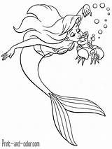 Mermaid Coloring Little Pages Color Print раскраски дисней Printable рисунки High sketch template