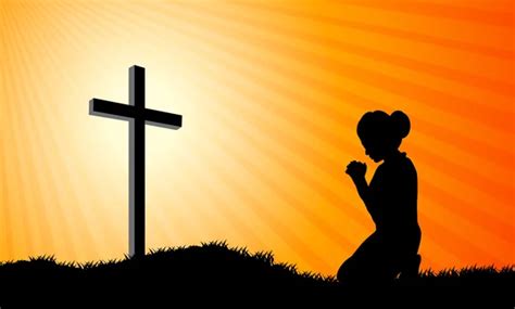 woman kneeling   cross stock image everypixel