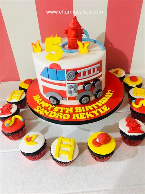 sandros fire truck fireman cake  customize fireman cake