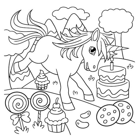 premium vector unicorn  candy land coloring page  kids