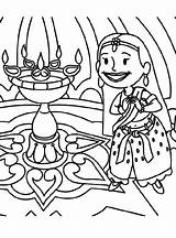 Diwali Coloring Festival Cartoon Colouring Pages Drawing Netart Dumpling Color Print Search Template sketch template