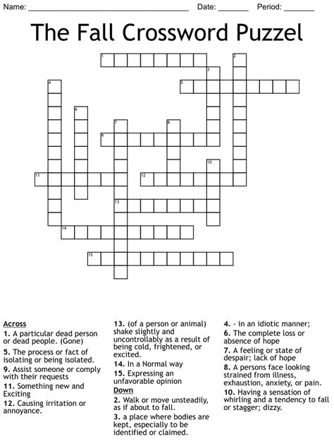 fall crossword puzzel wordmint