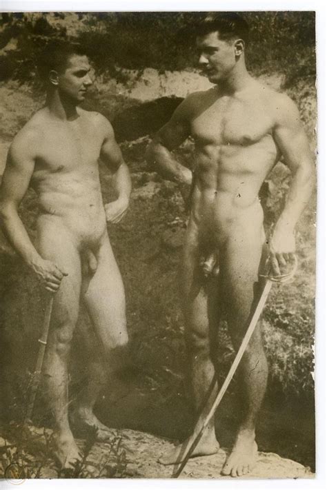 Photo 1950s Vintage Nude Men Outdoors Possibly Dave Martin