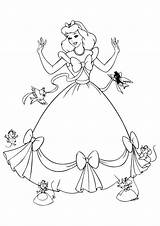Cenicienta Dibujos Ratones Vestir Colorear Princesa sketch template