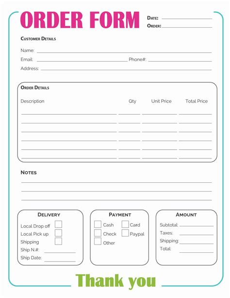 printable order form template  downloads freebie finding mom