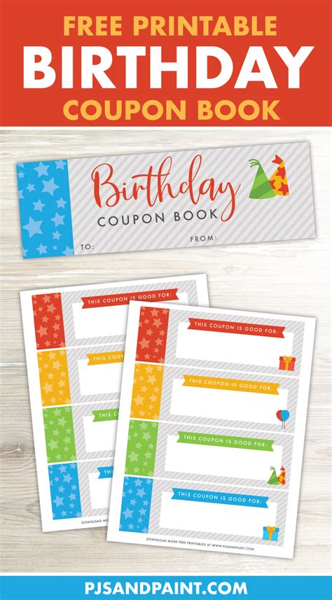 birthday coupon book  printable gift pjs  paint