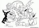 Coloring Pokemon Eevee Family Pages Printable sketch template