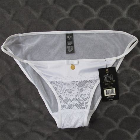 versace intimates and sleepwear nwt versace white satin lace string