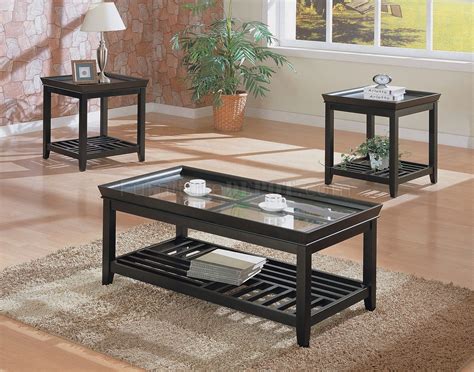 black contemporary pc coffee table set wbeveled glass tops