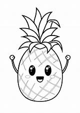 Pineapple Kawaii Colouring Dxf Eps sketch template