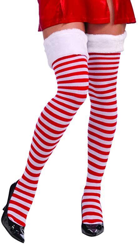 forum novelties women s christmas thigh highs with fur trim red white