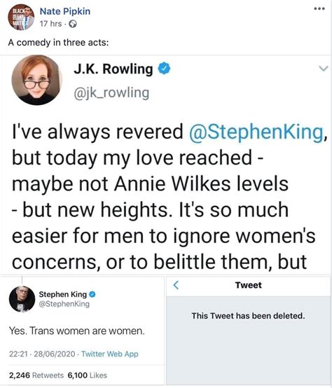 j k rowling unfollows stephen king over trans support