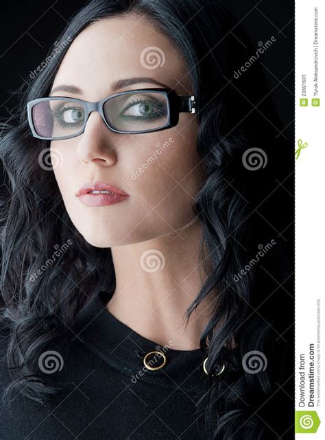 brunette wearing glasses stock image image of glasses 23691601