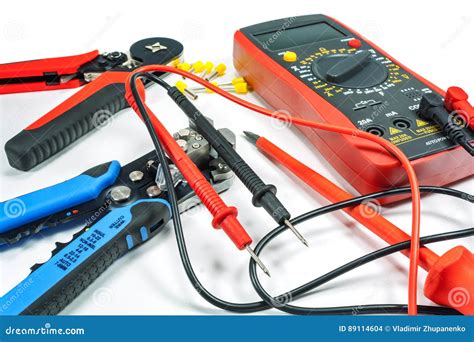 tools  equipment  electrical work   white background stock photo image  technology
