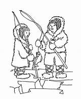 Inuit Coloring Pages Fishing Friend Eskimo Printable Getcolorings sketch template