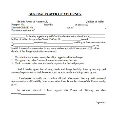 general power  attorney forms   ms word