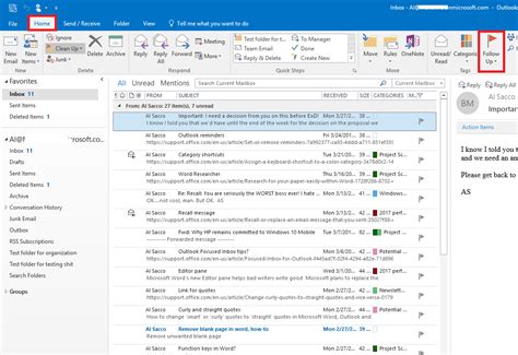 set outlook reminders  important email messages windows central