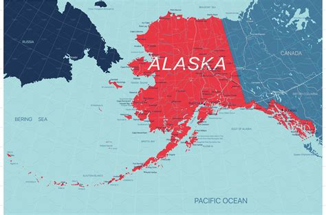 alaska state political map   vector graphics creative market