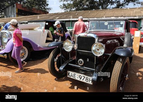 nairobi kenya  sep  visitors admire vintage cars    africa concours