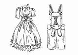 Lederhosen Drawing Dirndl Oktoberfest Skizze Template Coloring Paintingvalley sketch template