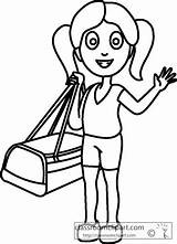 Clipart Bag Girl Holding Outline Travel People Clip Coloring Pages Family Person Searches Worksheet Recent Pronouns Use Websites Presentations Reports sketch template