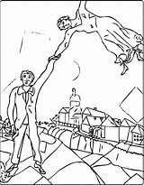 Chagall Marc Passeggiata Promenade Quadri Pintar Famosi Supercoloring Vitebsk Quadro Misti Arlecchino Mondrian Conoscere Fare Painters sketch template