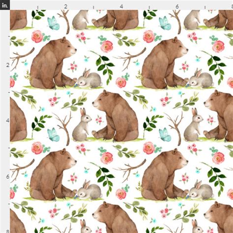 bear bunny fabric   yard woodland fabric baby girl etsy