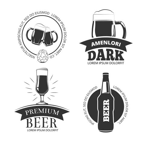 retro beer goods vector emblems labels badges logos set