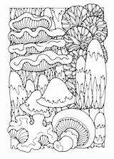Coloring Pages Mushroom Trippy Mushrooms Adult Books sketch template