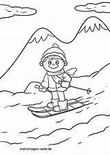Skifahren Malvorlage Wintersport Ausmalbilder Kindgerecht Gestaltet Kommen Bildes öffnet Spiel Anklicken Sich sketch template