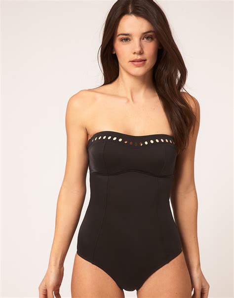 Lyst Seafolly Bandeau One Piece Swimsuit With Laser Cut Detail In Black