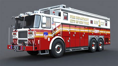 artstation fire truck fdny rescue  game assets
