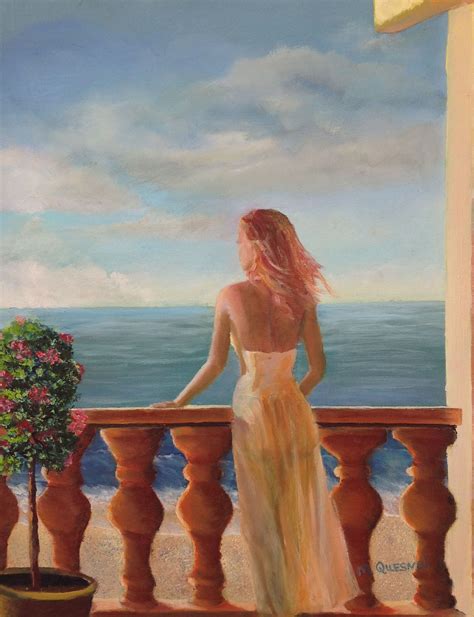 “my Darling” 16 X20 Lady Balcony Estate Ocean Seascape Condo