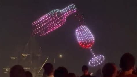 bordeaux wine festival puts  spectacular drone show world news sky news