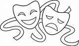 Theater Masks Clip Line Mask Outline Theatre Drama Sweetclipart sketch template