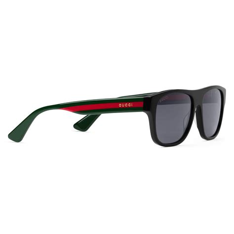 gucci velvet rectangular frame acetate sunglasses in black for men